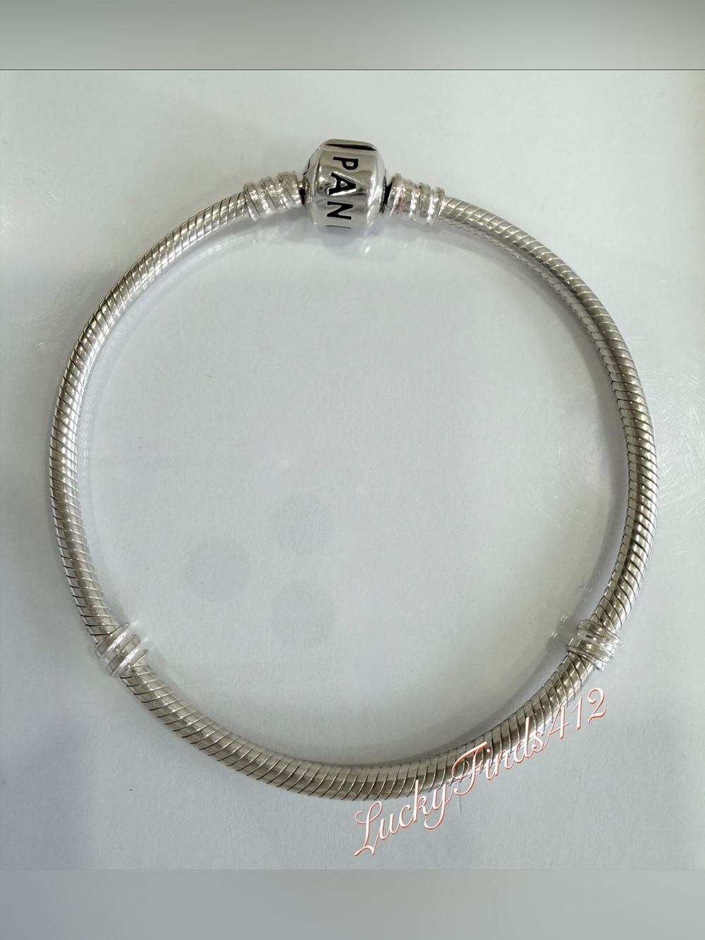 Authentic Pandora Moments Barrel Clasp Snake Chain Bracelet 8.3”